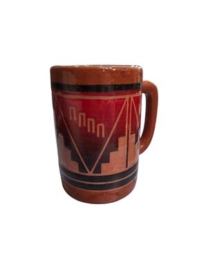 Sioux Handmade Dakota Pottery Brown And BLACK Ceramic Mug
